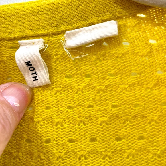 MOTH citron cardigan sweater size small. Pretty open weave pattern has peplum - Picture 5 of 10